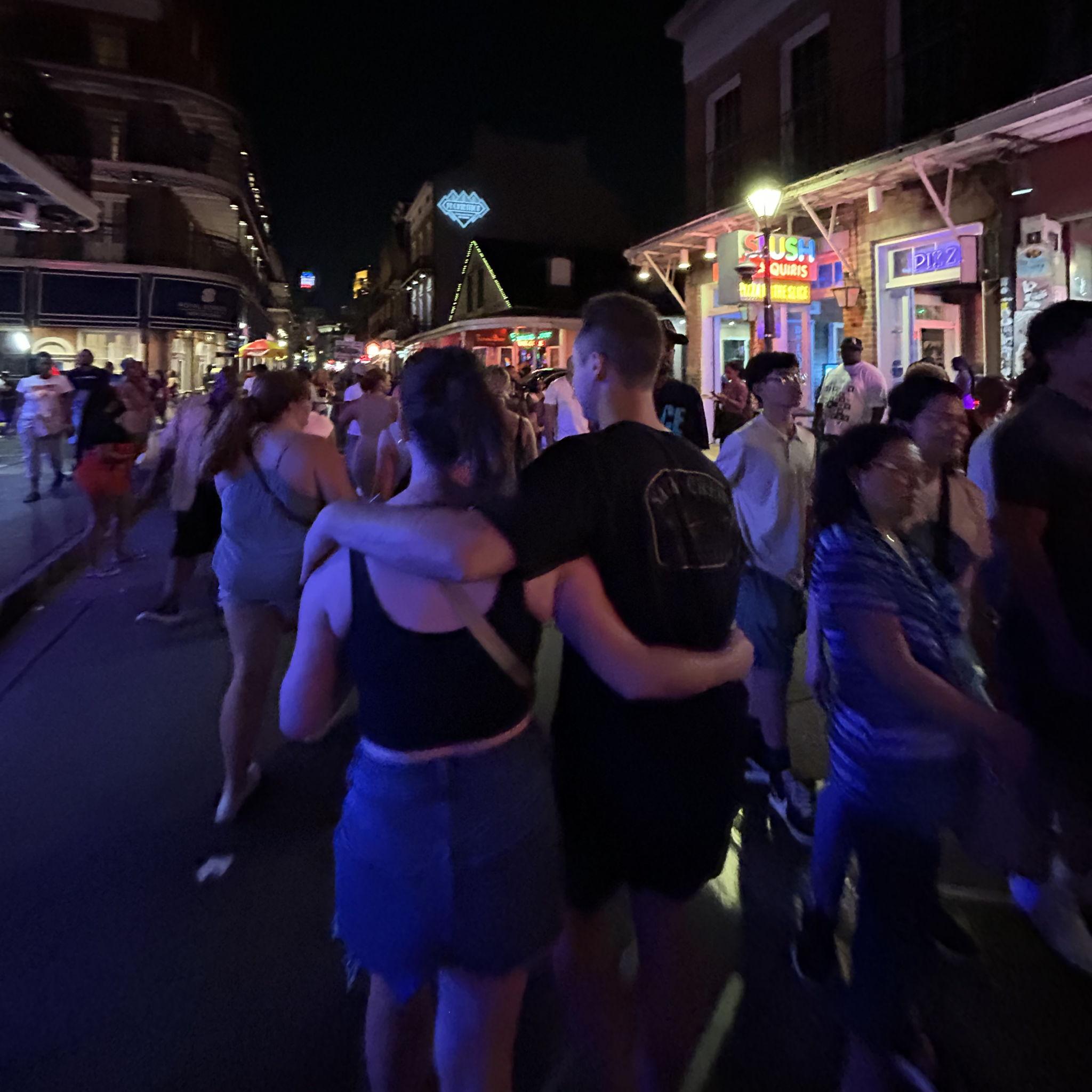 Walking through Bourbon Street in New Orleans, LA.