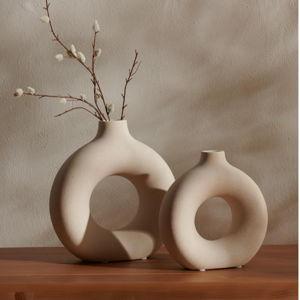 Avza Ceramic Vase, Beige (Set Of 2) - Safavieh