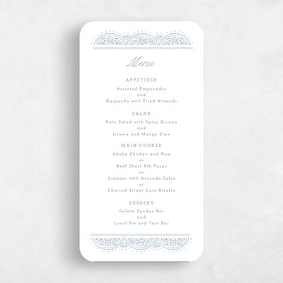 Blue Rounded Wedding Menu - Carmel