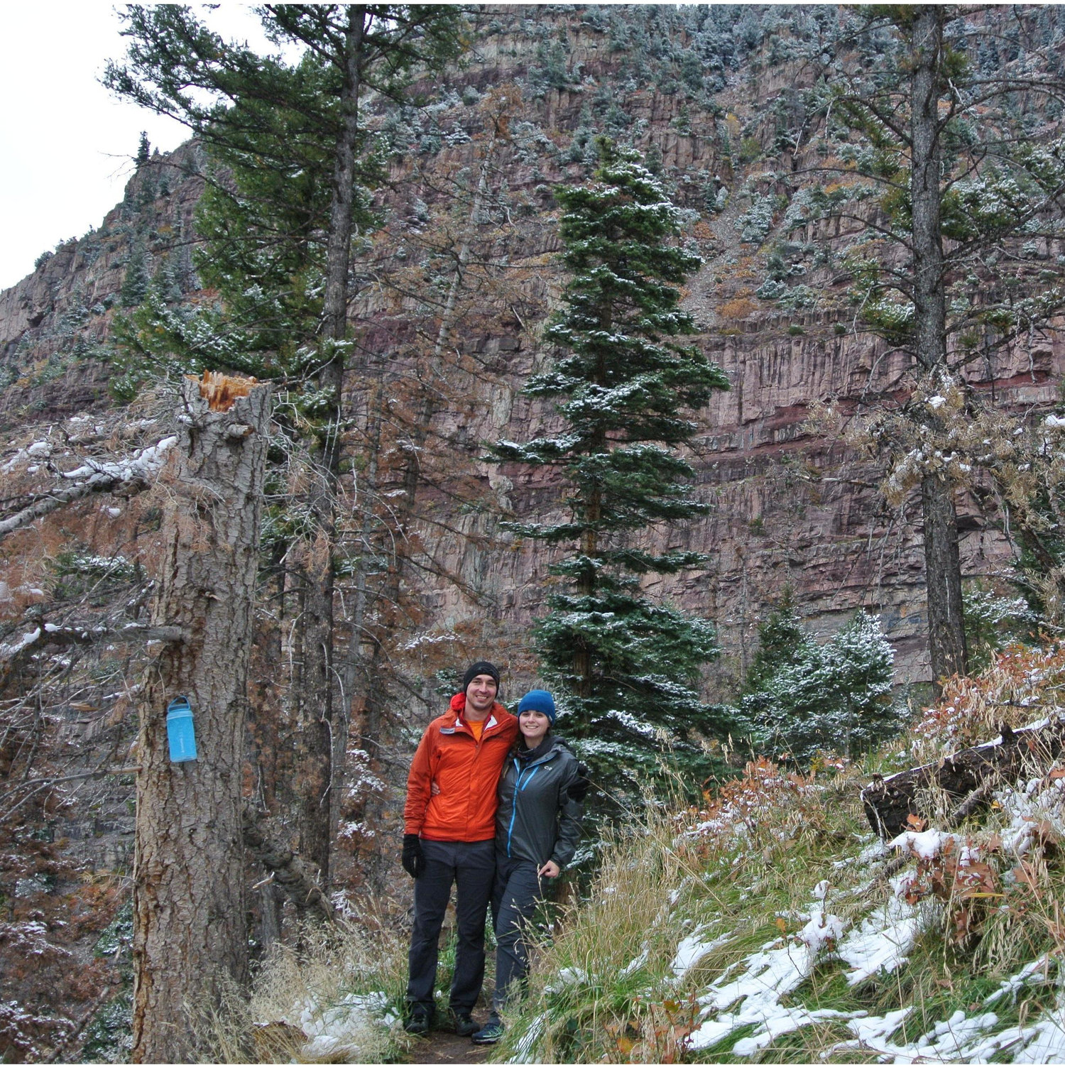 Keeping warm in the Ouray Amphitheater.