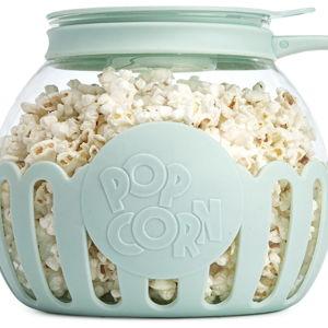 Ecolution Patented Micro-Pop Microwave Popcorn Popper with Temperature Safe Glass, 3-in-1 Lid Measures Kernels and Melts Butter, Made Without BPA, Dishwasher Safe, 3-Quart, Aqua