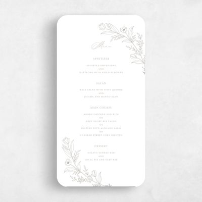 Grey Rounded Wedding Menu - Seraphine Letterpress