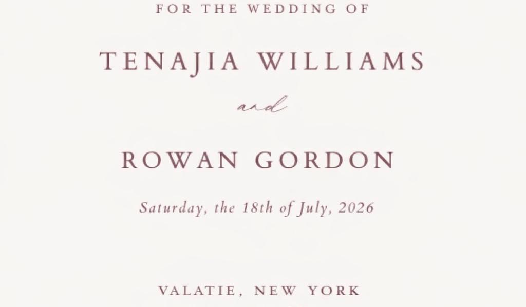The Wedding Website of Tenajia Williams and Rowan Gordon