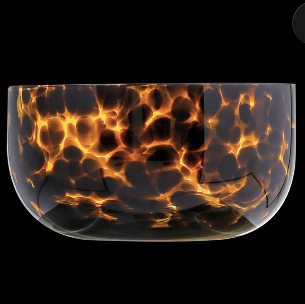Leopard-Spotted Glass Bowl - 11cm Diameter, 5.5cm Height