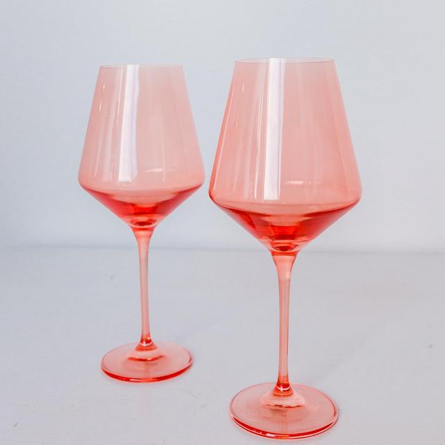 Estelle Colored Wine Stemware - Set of 2 {Coral Peach Pink}