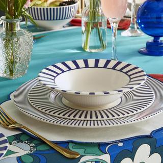 Blue Italian Steccato Cereal Bowl, Set of 4