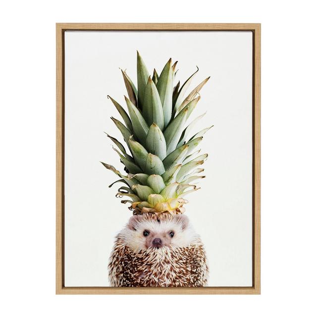 18" x 24" Sylvie Hedgehog Pineapple Framed Canvas by Amy Peterson Natural - DesignOvation