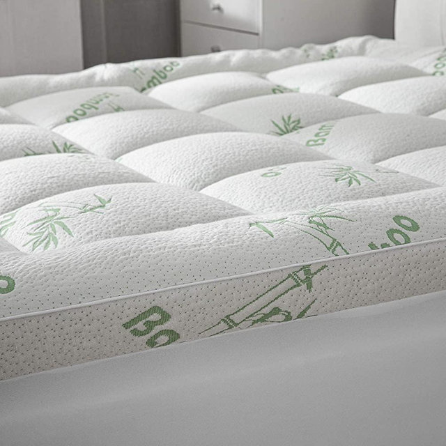 Bamboo Mattress Topper Queen Size with 8-21" Deep Pocket Mattress Pad for Back Pain Pillow Top Mattress Cooling Cover Quilted Mattress Protector with Down Alternative Fill (60x80)