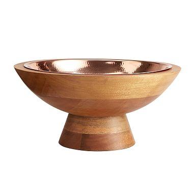 Copper and Wood Fruit Bowl