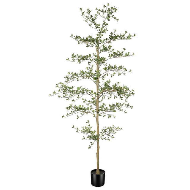 LYERSE Black Olive Tree 7ft - Faux Black Olive Tree with Natural Trunk and Realistic Leaves - Artificial Shady Lady Tree for Modern Home Office House Living Room Decor