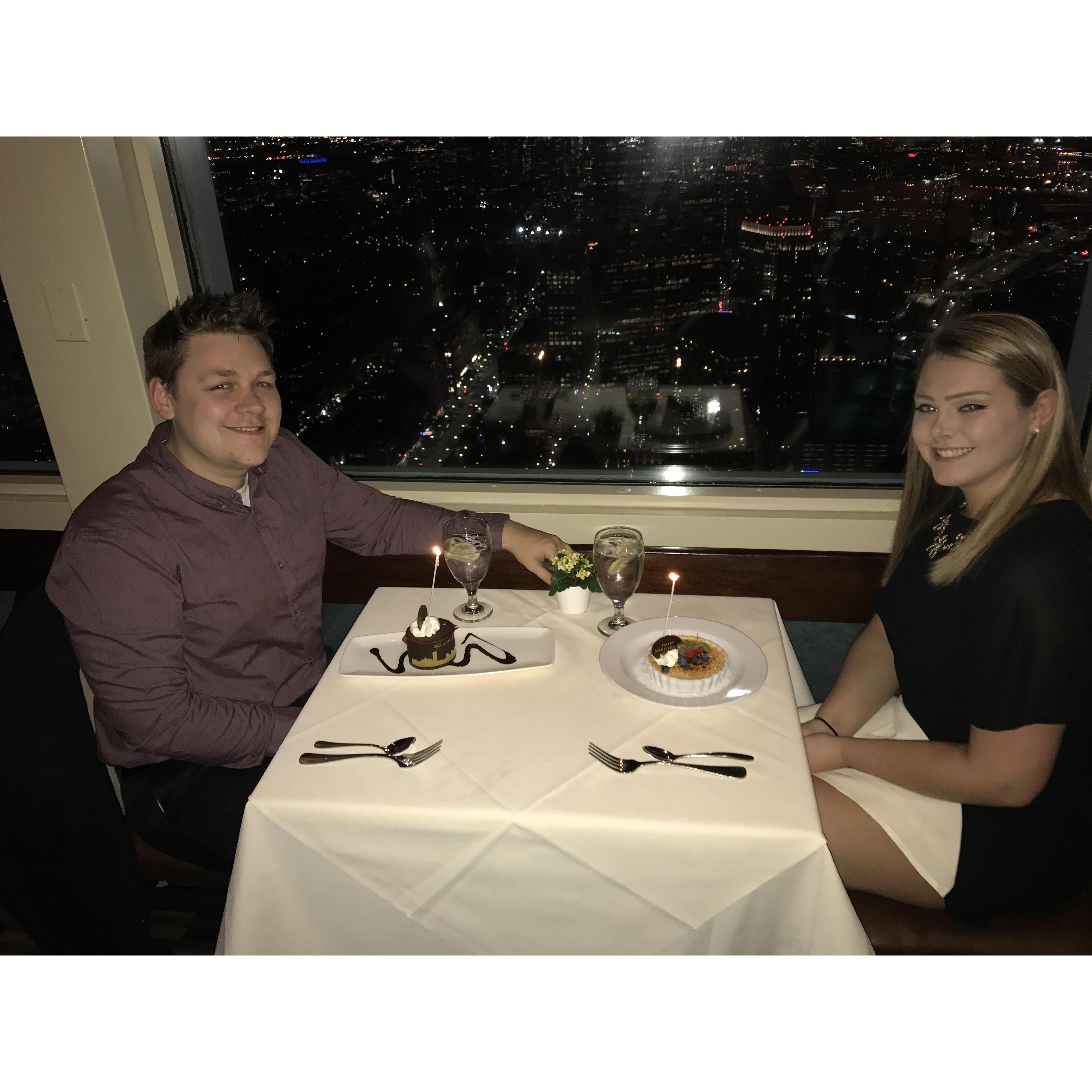Our 5 year anniversary at Top of the Hub Boston