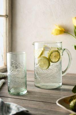 Etched Floral Pitcher
