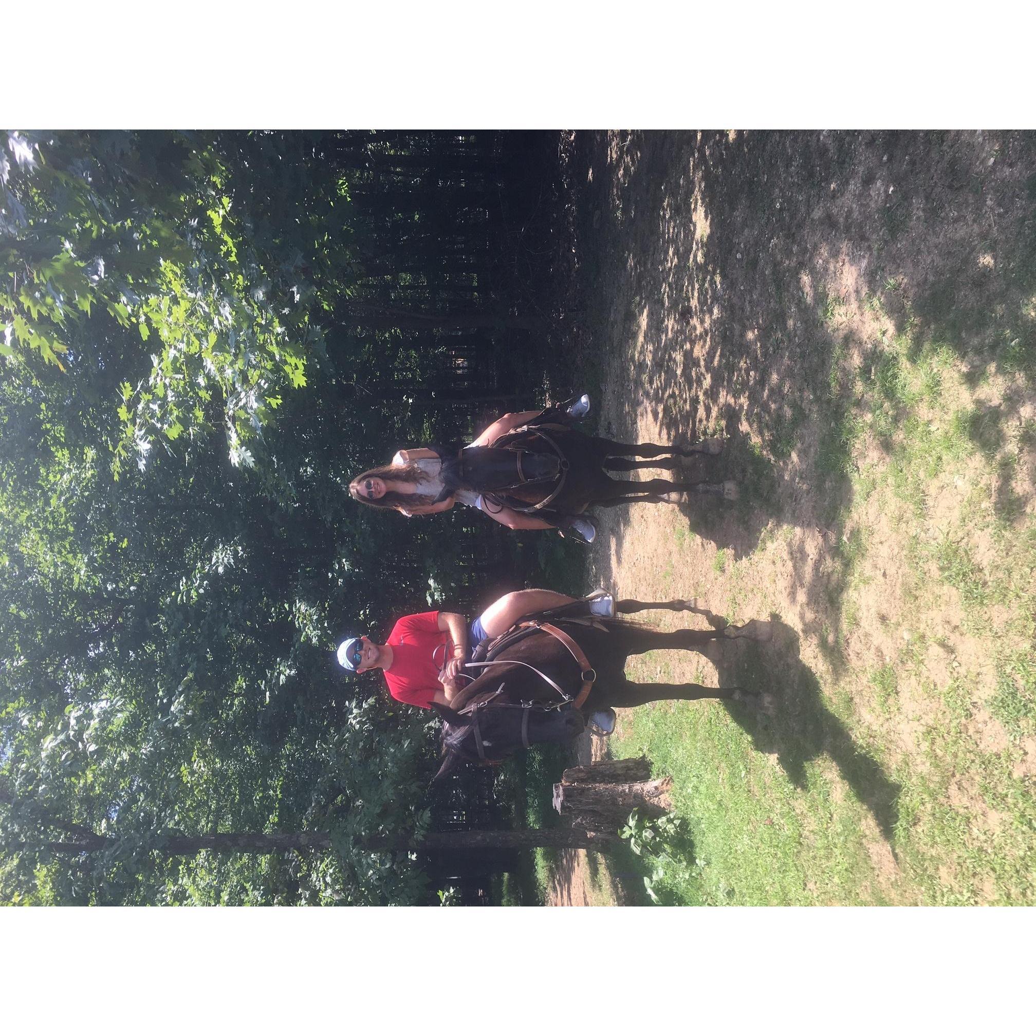 Horseback riding through the mountains