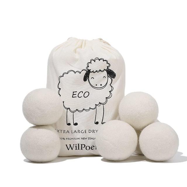WilPoem High Grade Wool Dryer Balls-100% Organic Premium New Zealand Wool-Reduce Wrinkles Shorten Drying Time Naturally