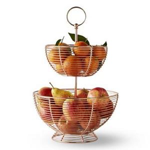 Copper Wire Fruit Basket, Tiered