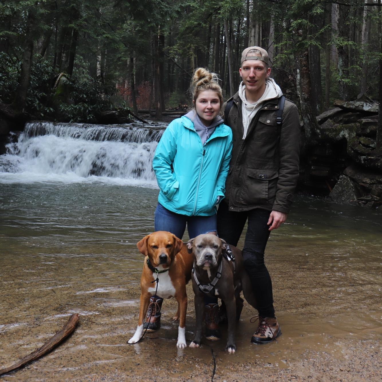 Ethan an I in West Virginia 5 years ago hiking mountains with our dogs buddah and Thor
