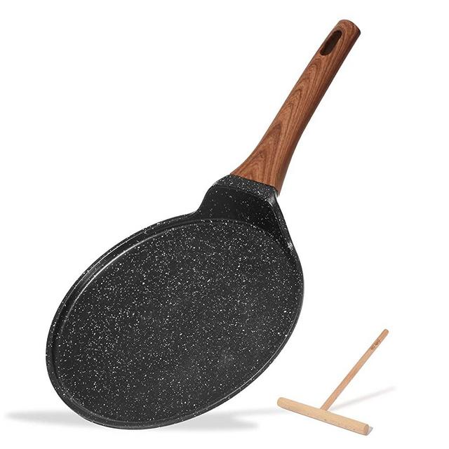 ACTIV CUISINE Nonstick Crepes Pan, Pancake Pan Skillet with Ceramic Coating  9.5 Inch Flat Skillet Tawa Dosa Tortilla Pan with Spreader Compatible with