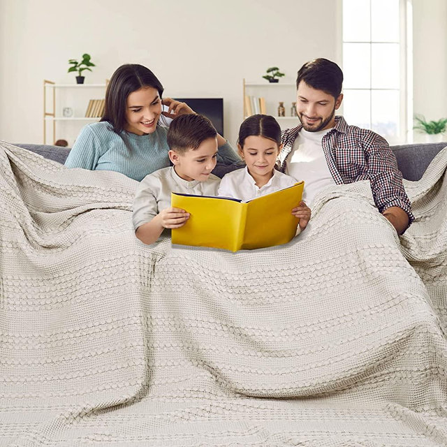 PHF 100% Cotton Waffle Weave Blanket Oversized King 120"x120"- Giant Big Breathable Blanket 10'x10' - Extra Large Washed Lightweight Soft Blanket for All Season - Linen/Light Khaki