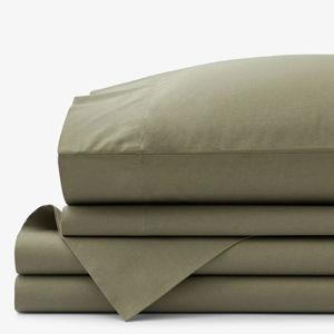 Classic Cool Cotton Percale Bed Sheet Set - Queen/Olive