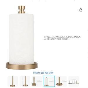 Ivilon Countertop Paper Towel Stand - Steady and Easy Tear - Fits All Paper Towel Rolls - Warm Gold