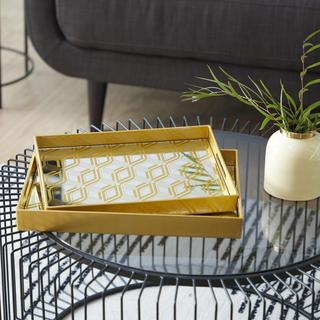 2-Piece Golden Diamond Printed Glam Tray Set