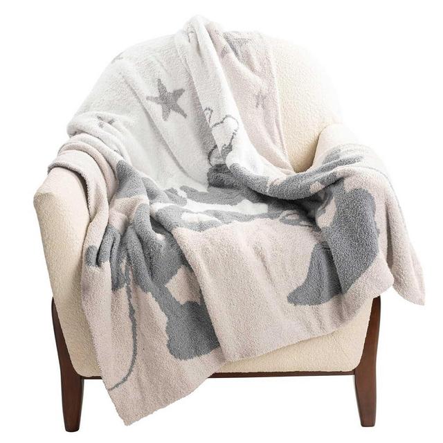 Jay Franco Disney Mickey Mouse & Minnie Mouse Feather Knit Fluffy Throw Blanket - Gray Stars Fuzzy Blanket Measures 50 x 60 Inch - Super Soft Lightweight Bedding