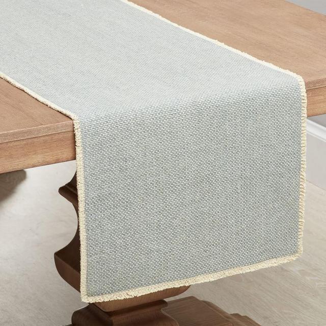 Mason Cotton Fringe Table Runner - Dusty Blue