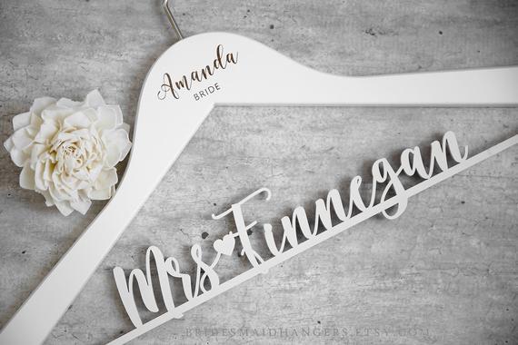 Wedding Dress Hanger, Wedding Hanger, Bridal Hanger, Personalized Bride Hanger, Bridal Shower Hanger, Bridal Name Hanger, Wedding Party Gift