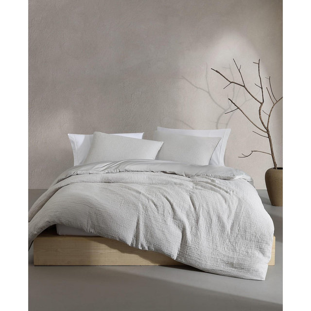Calvin Klein Washed Texture Solid Cotton Jacquard 3 Piece Duvet Cover Set, King