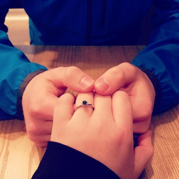 I said yes. He purposed to me on a sky garden - a rooftop garden - then we went to our favorite Quiznos in South Korea and took this photo.