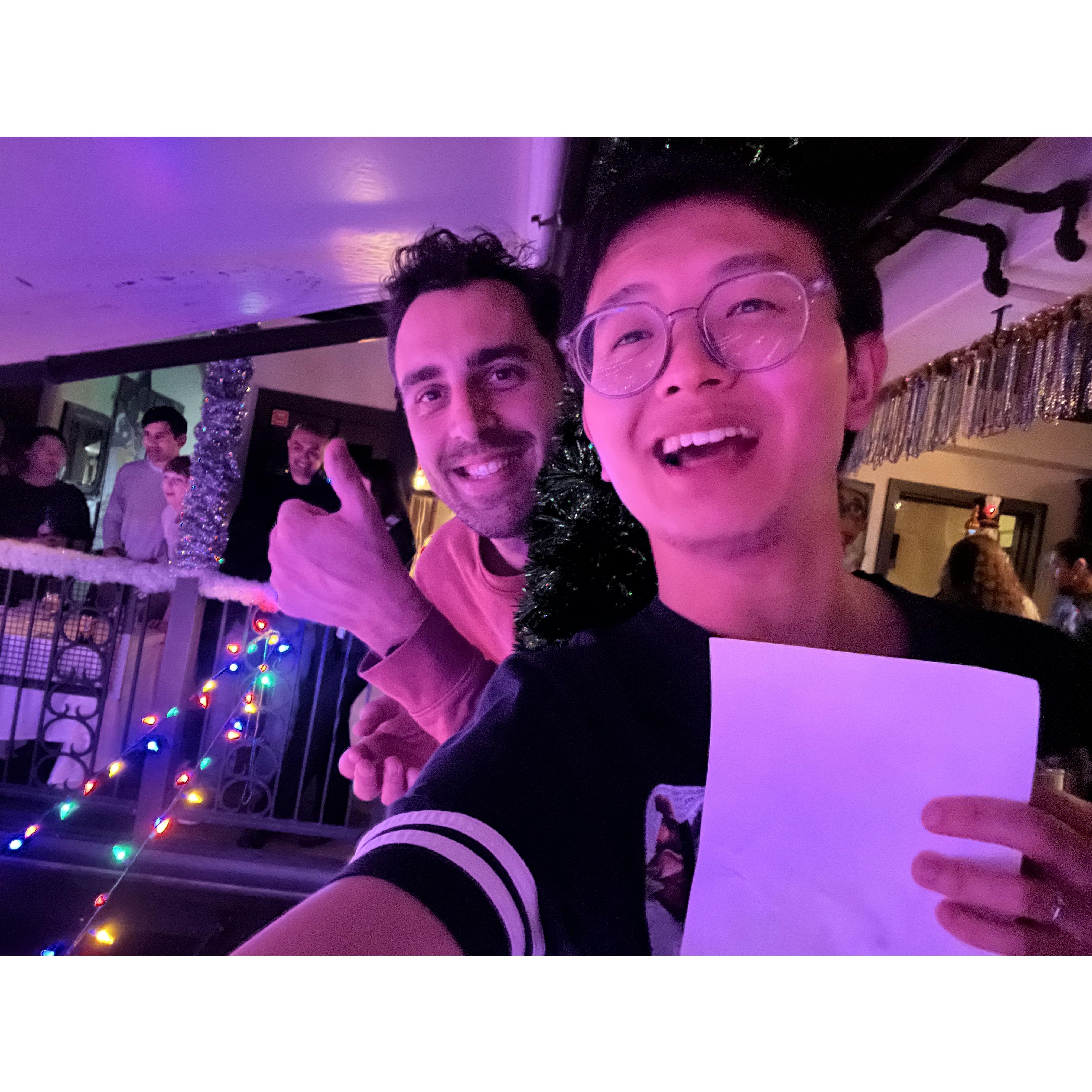 Attending department party with Steven, best friend!