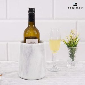 Radicaln Marble Wine Chiller 6.5" Inches White Handmade Insulated Cooler For Champagne - Wine Chiller & Beverage Coolers For Bar Accessories - Bottle Cooler, Wine Bottle Holder For Bar Décor
