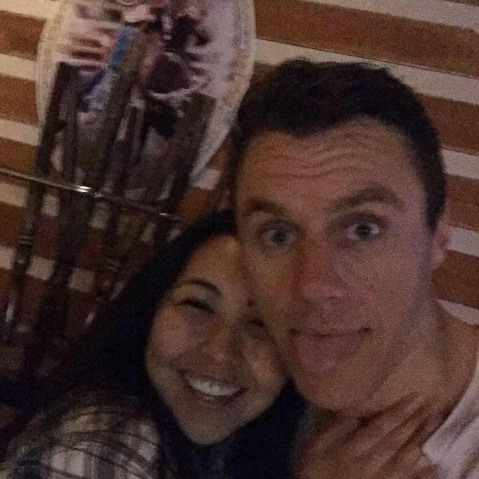 You can tell from the quality of the picture, this was forever ago! Here we are at the bar where we met.