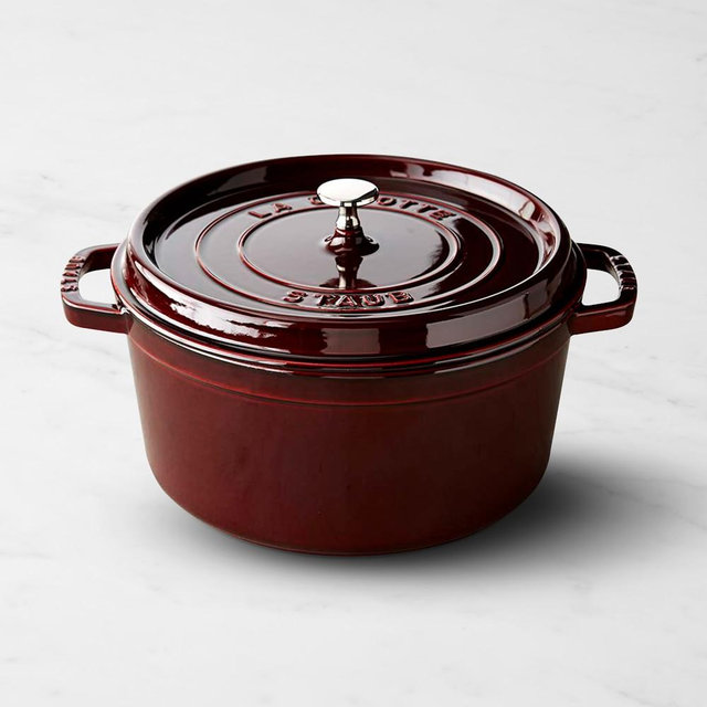 Staub Enameled Cast Iron Round Dutch Oven, 7-Qt., Grenadine