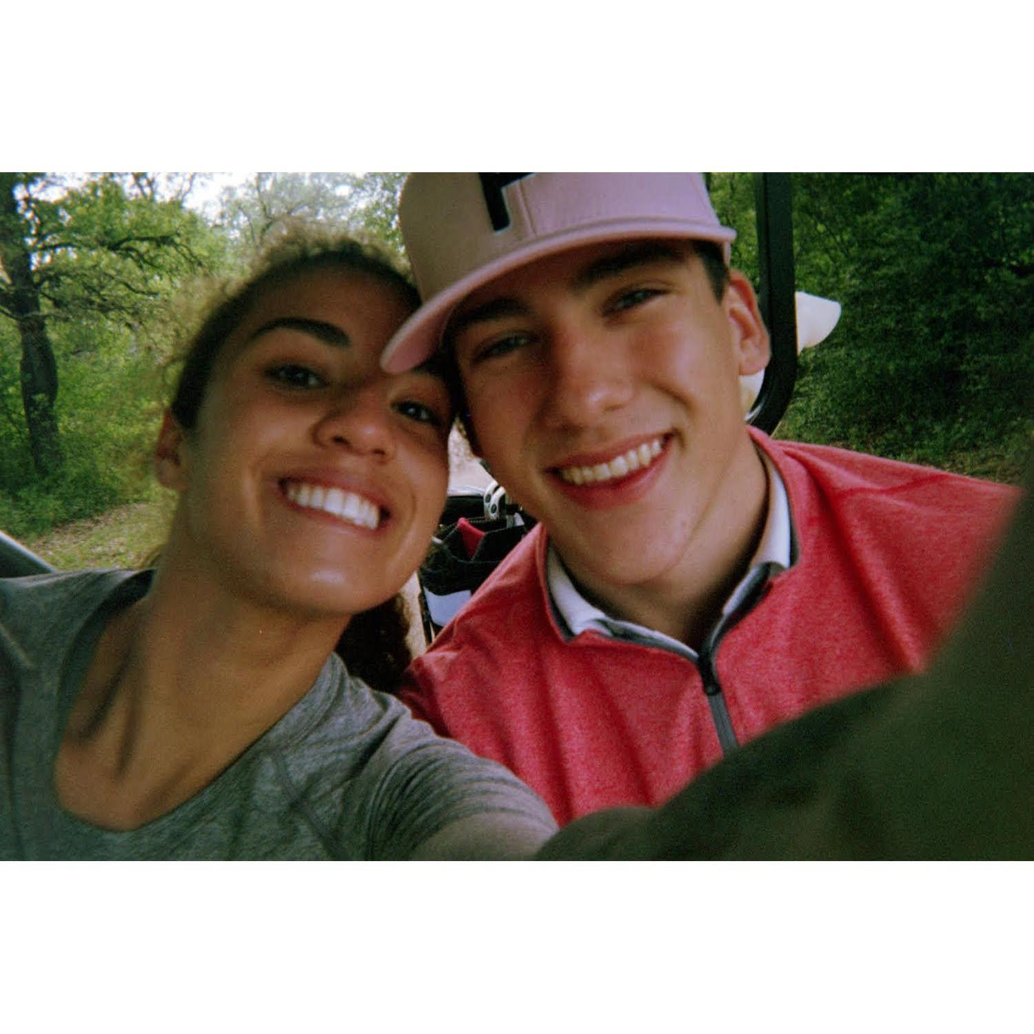 Our first (of many) golf dates. We went to Grey Rock golf course and Conner let Zeta hit some balls once we were on the green: she chipped in on hole 12.