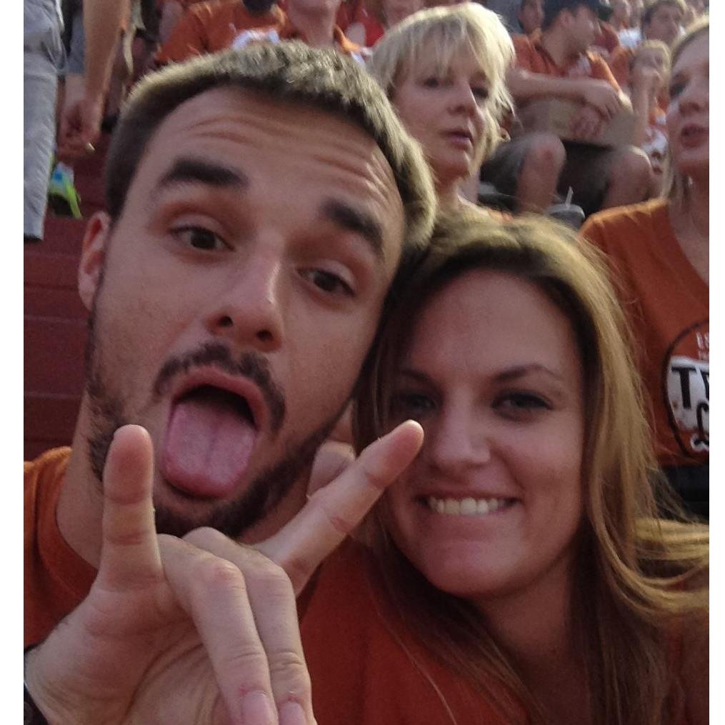 Our first picture together, both UT grads, we've been to many Texas football games together.
