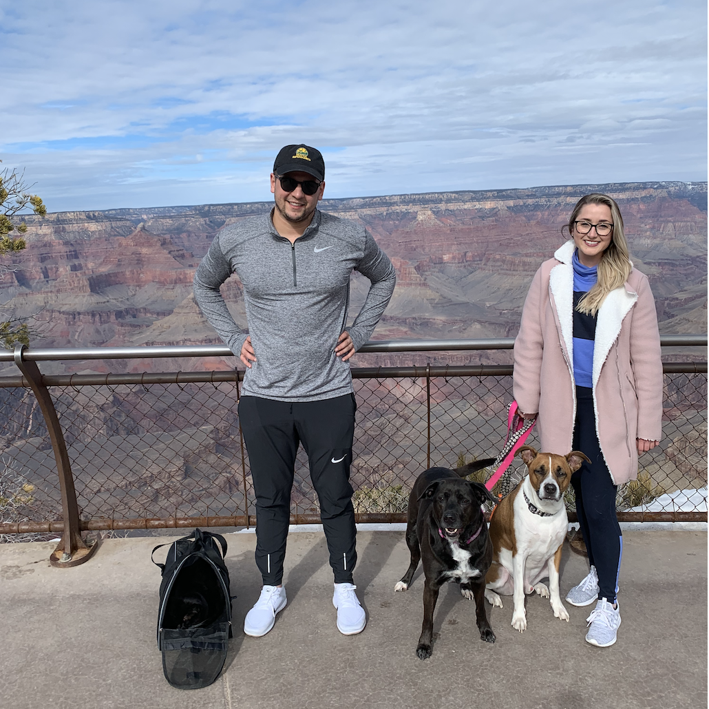 Alex got a promotion at work that would move us to San Jose, CA. So we packed our bags + the 2 dogs & cat and did a cross country road trip to move. This was at the Grand Canyon.