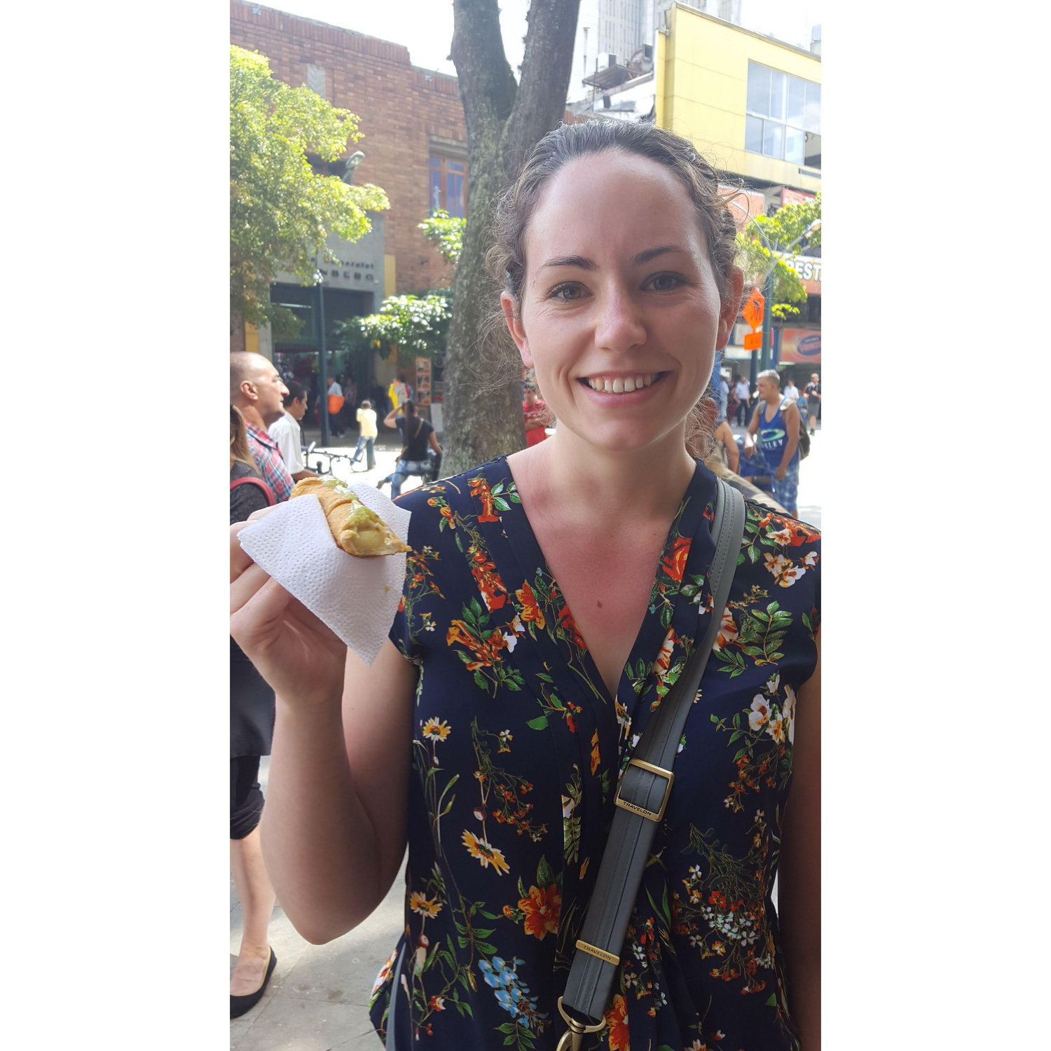 Enjoying street food in Colombia during our first trip together