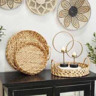 Seagrass Woven 3-Piece Living Room Decor Tray Set