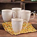 The Pioneer Woman - Charming Antique Style Farmhouse Lace Mug Set (LINEN)