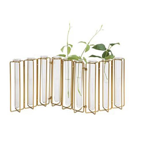 Creative Co-op ~ Metal & Glass Jointed Vase with 9 Test Tubes, Gold Fin, Price $59.95 in Tupelo, MS from Elizabeth Clair's