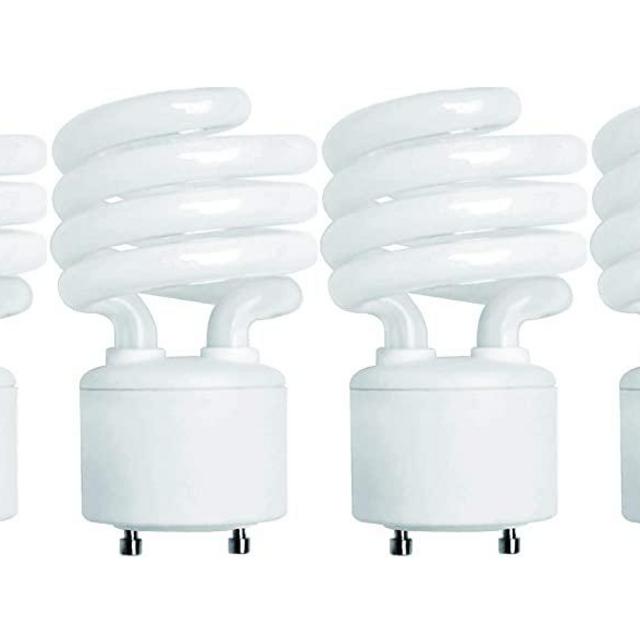 (4 Pack) 13 Watt Mini Spiral - GU24 Base - (60W Equivalent) - T2 Mini-Twist - CFL Light Bulb (Warm White (2700K), CFL)