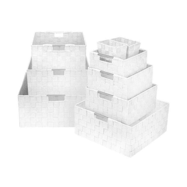 Sorbus 9pc Weave Basket Set White