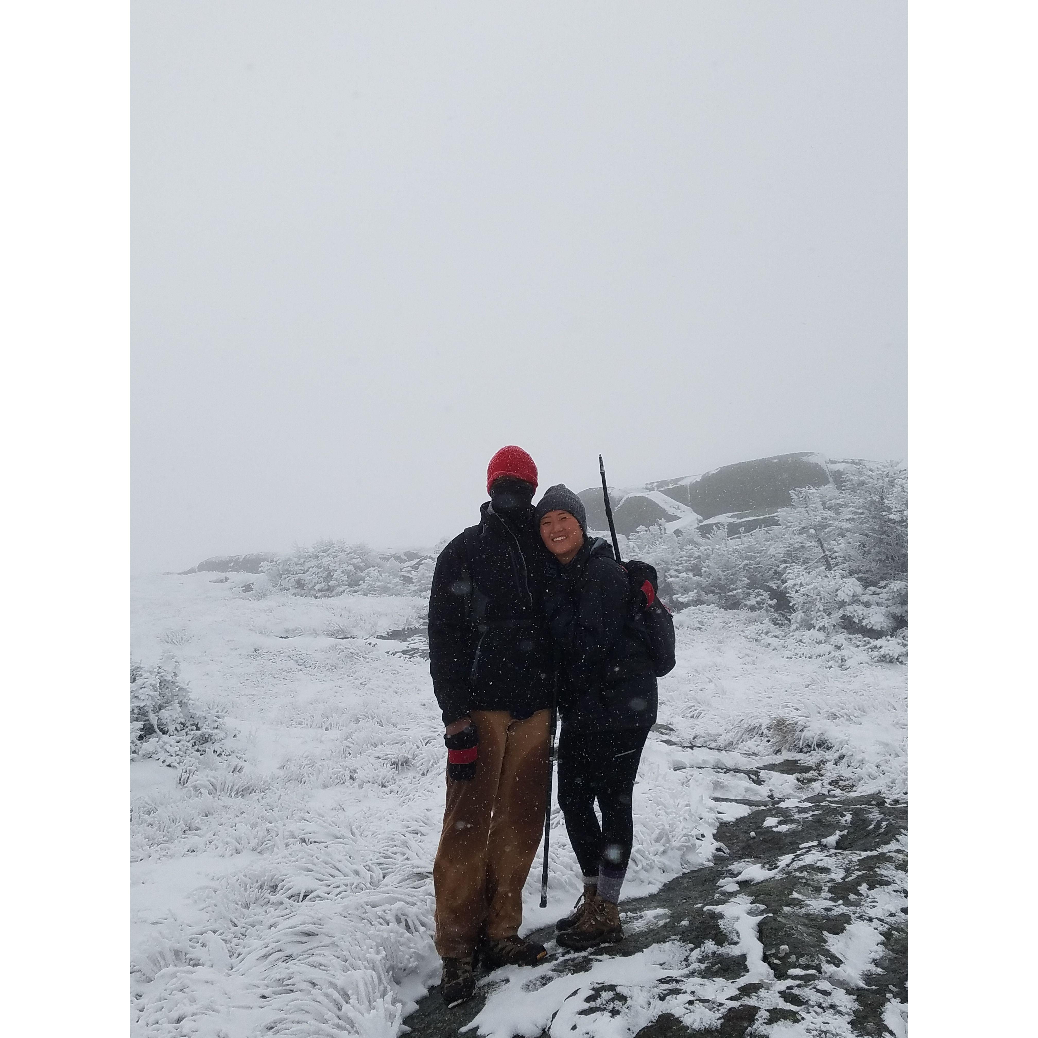 October 2018 in Lake Placid, NY -- When Jen tricked Denzil to climb a mountain in a blizzard