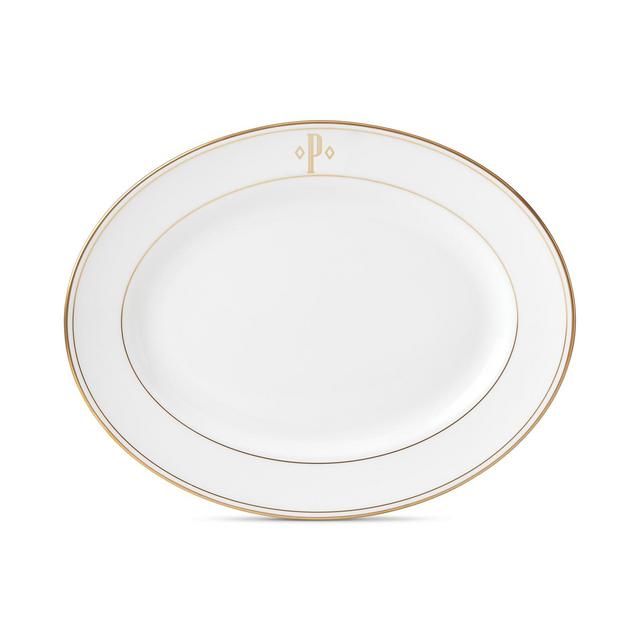 Lenox Federal Gold Monogram Oval Platter, Block Letters
