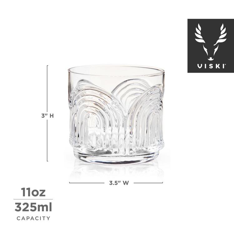 Viski Beau Stemless Lowball Glasses Set of 4 - Vintage Crystal