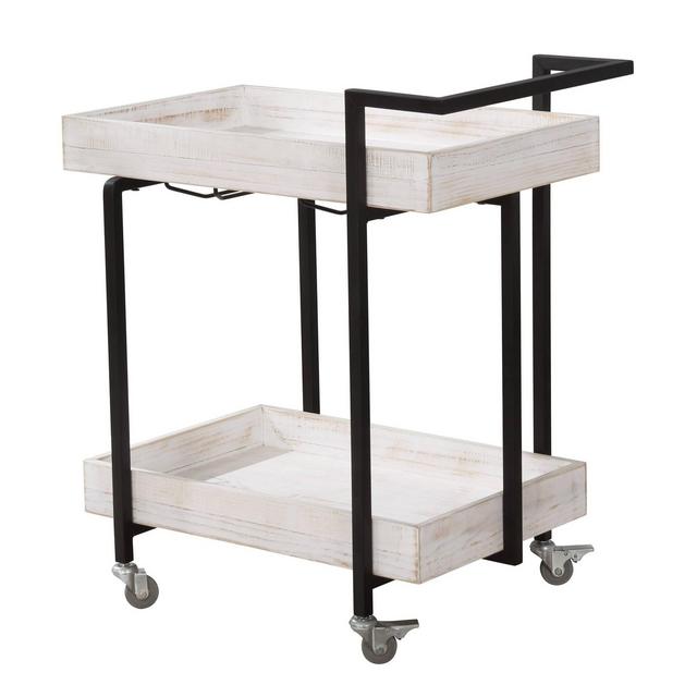 Ventner 2 Shelf Serving Cart Antique White/Black - HOMES: Inside + Out