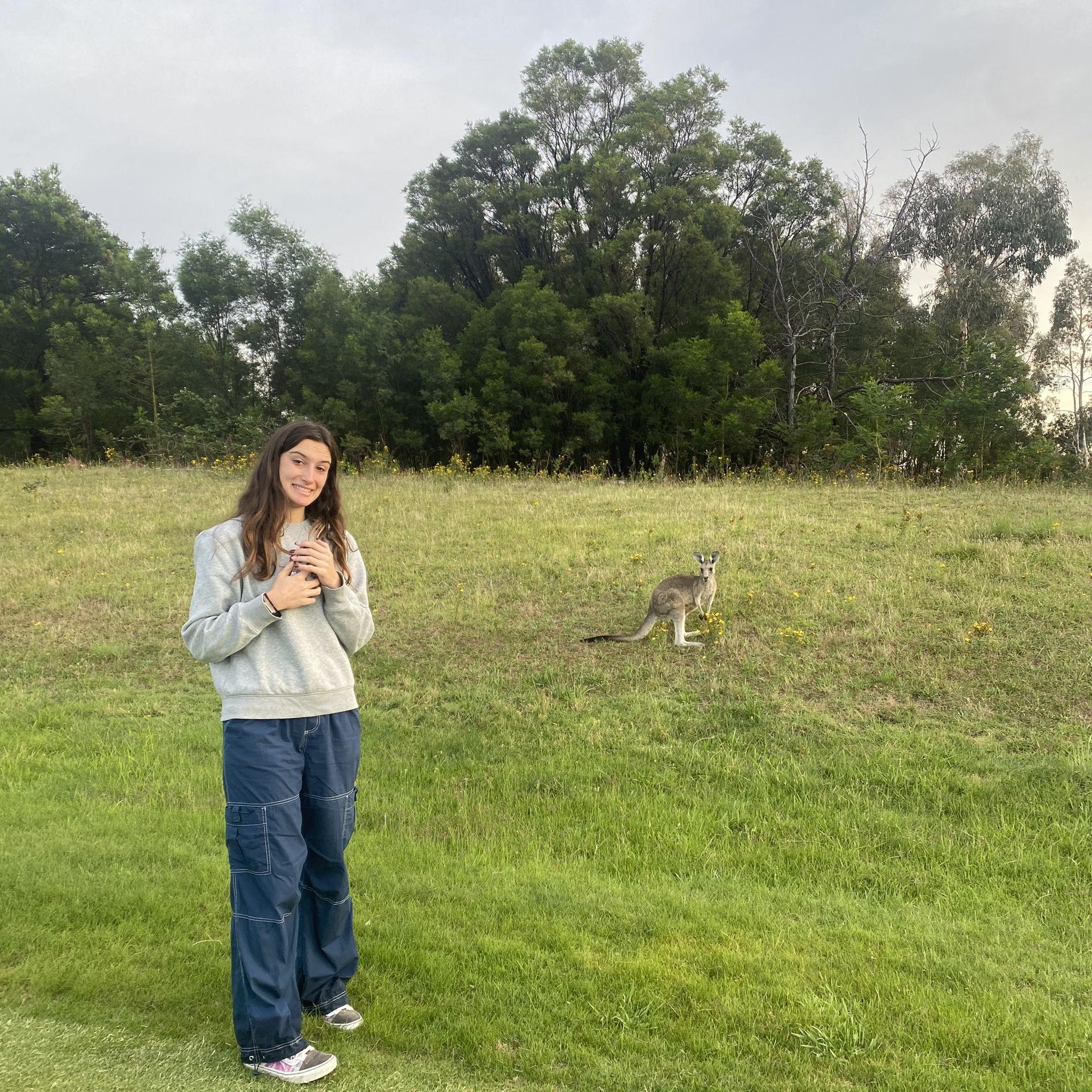Charlotte in front of her favourite animal in the world!