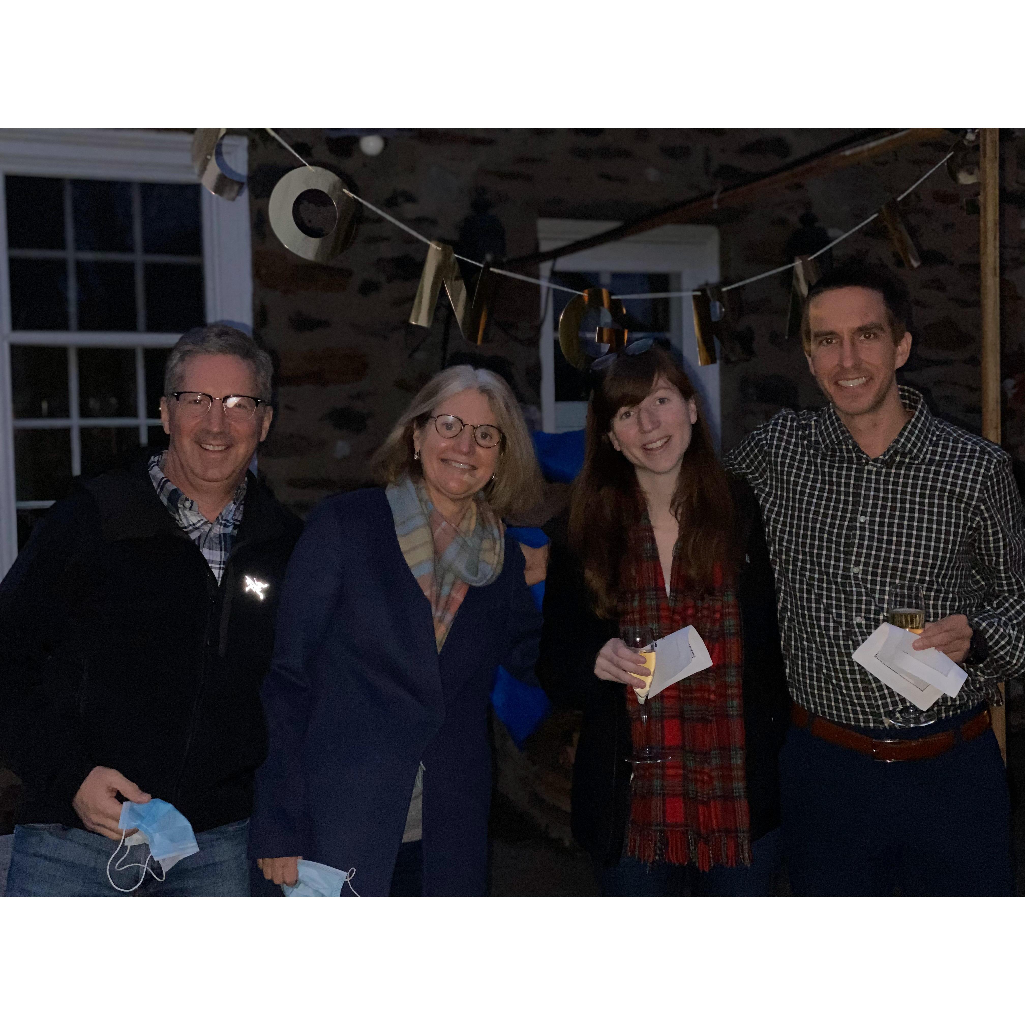 Celebrating our engagement with Kelly's parents in the Archers' backyard - December 13, 2020