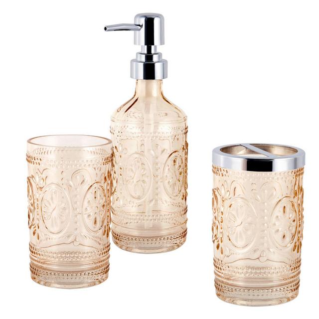 Floral Hedge 3-Piece Bath Accessory Set in Blush